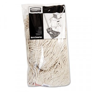 Cut-End Blend Mop Heads, Cotton/Synthetic, White, 20 oz, 1-in. Headband