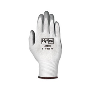 HyFlex Foam Gloves, White/Gray, Size 9 (Large)