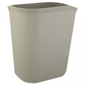 Fire-Res. Wastebasket, Rectangular, Fiberglass, 3 1/2 gal, Gray