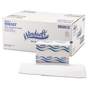 Embossed Singlefold Paper Towels, One-Ply, 9 9/20x9, White, 250/Pack