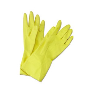 Glove Flock-Lined Latex Cleaning Medium Yellow 12 Pairs