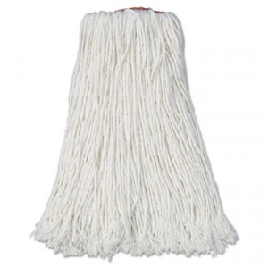 Premium Mop Heads, Rayon, Cut-End, White, 32 oz, 1-in. Orange Headband