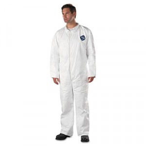 Tyvek Coveralls, Open Wrist/Ankle, HD Polyethylene, White, Size X-Large