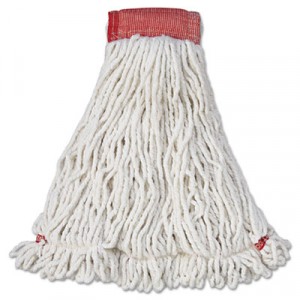 Web Foot Wet Mop Heads, Shrinkless, Cotton/Synthetic, White, Large