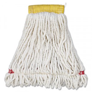 Web Foot Wet Mop Heads, Shrinkless, Cotton/Synthetic, White, Small