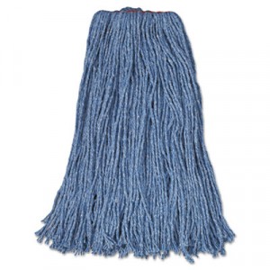 Cut-End Blend Mop Heads, Blue, 24 oz, Cotton/Synthetic, 1-in. Headband