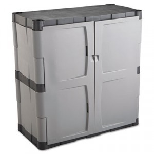 Double-Door Storage Cabinet - Base, 36w x 18d x 36h, Gray/Black