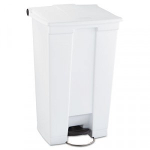 Step-On Waste Container, Rectangular, Plastic, 23 gal, White