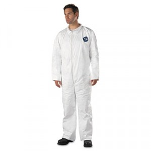 Tyvek Coveralls, Open Wrist/Ankle, HD Polyethylene, White, 3X-Large