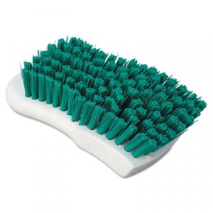 Green Polypropylene Bristle Scrub Brush, 6", White Handle