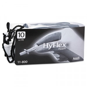 HyFlex Foam Gloves, White/Gray, Size 10 (X-Large)