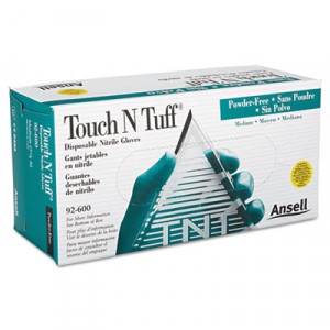 Touch N Tuff Nitrile Gloves, Teal, Small, 100/Box