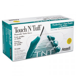 Touch N Tuff Nitrile Gloves, Teal, Large, 100/Box
