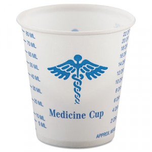 Paper Medical & Dental Graduated Cups, 3 oz., White/Blue, 100/Bag