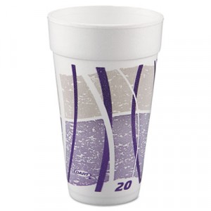 Impulse Hot/Cold Foam Drinking Cups, 20 oz., Printed, Purple/Gray, 25/Bag