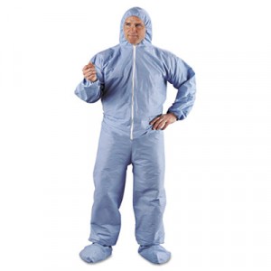 KLEENGUARD A65 Hood & Boot Flame-Resistant Coveralls, Blue, 4X-Large