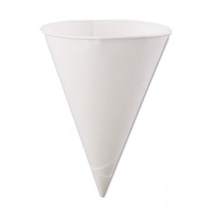 Rolled-Rim Paper Cone Cups, 6oz, White