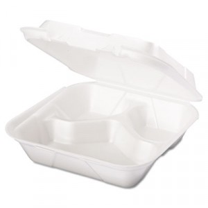 Snap-It Foam Hinged Carryout Container, Medium, White, 8-1/4x8x3, 100/Bag