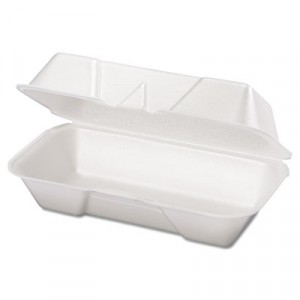 Foam Hoagie Hinged Container, Medium, 8-7/16x4-3/16x3-1/16, White, 125/Bag