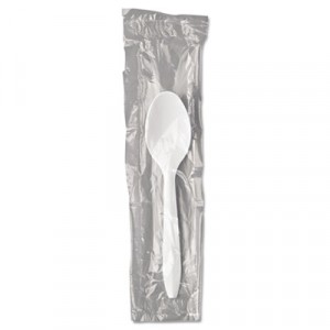 Wrapped Polypropylene Cutlery, Teaspoon, White