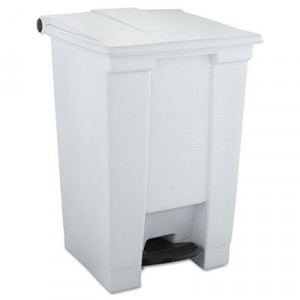 Step-On Waste Container, Square, Plastic, 12 gal, White