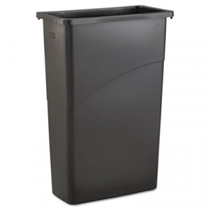 Slim Jim Waste Receptacle, Rectangular, Plastic,23 gal, Black