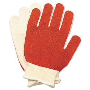 Smitty Nitrile Palm Coated Gloves, White/Red, Medium