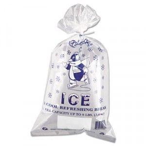 Ice Bag, 11x20, 8-Pound Capacity, 1.50 Mil, Clear/Blue, 1000/Case