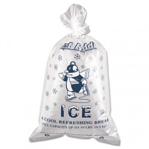 Ice Bag, 12x21, 10-Pound Capacity, 1.50 Mil, Clear/Blue, 1000/Case