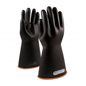 NOVAX Insulating Glove, Class 1, 16 In., Blk./Orn., Straight Cuff
