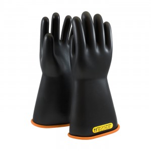 NOVAX Insulating Glove, Class 2, 14 In., Blk./Orn., Straight Cuff