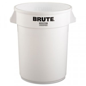 Brute Refuse Container, Round, Plastic, 32 gal, White