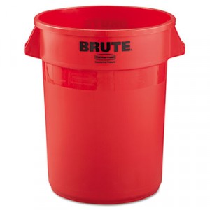 Brute Refuse Container, Round, Plastic, 32 gal, Red