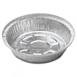Hemmed-Edge Food Container Bases, Aluminum/White, 7dia x 1 3/4h