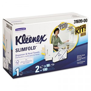 KLEENEX SLIMFOLD Hand Towel Dispenser Starter Kit, 14.93x13.13x8.5, White