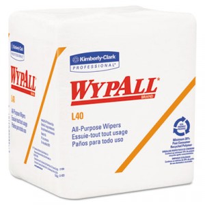 WYPALL L40 Wipers, Quarterfold, 12 1/2x13, White