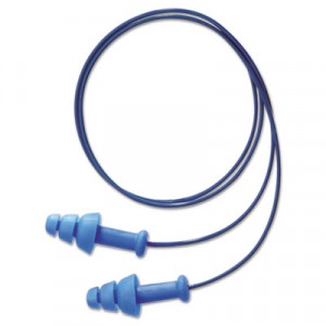SDT-30-P SmartFit Multiple-Use Earplugs, Corded, 25NRR, White Cotton Cord, Blue