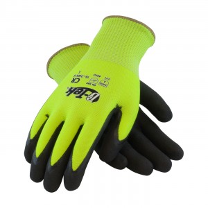 G-Tek CR, Hi-Vis Lime HPPE/Glass 13G Shell, DD Blk. Nitrile, EN5 Size Large