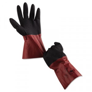 AlphaTec Chemical-Resistant Gloves, Size 10 (X-Large), Nitrile/Knit, Burgundy/Black