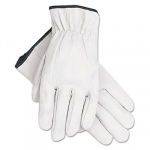 Grain Goatskin Driver Gloves, White, Extra-Large