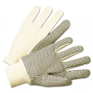 1000 Series PVC Dotted Canvas Gloves, White/Black, Large