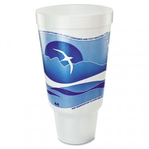 Horizon Flush Fill Foam Cup, Hot/Cold, 44 oz., Ocean Blue/White, 15/Bag