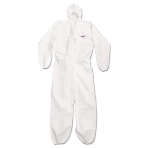 A20 Breathable Particle Protection Coveralls, Large, White, Zipper Front