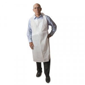Disposable Medium-Weight Soft Embossed Poly Aprons, White, 28x46, Plastic