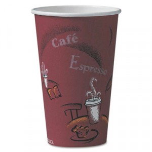 Bistro Design Hot Drink Cups, Paper, 16 oz, Maroon