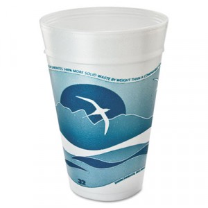 Horizon Foam Cup, Hot/Cold, 32 oz., Printed, Aqua/White, 25/Bag