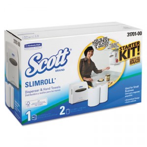 SLIMROLL Hard Roll Hand Towel System, 1 dispenser w/2 rolls, White, 12x7x12.5