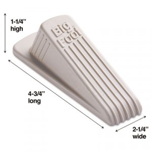 Big Foot Doorstop, No-Slip Rubber Wedge, 2-1/4w x 4-3/4d x 1-1/4h, Beige
