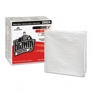 Heavy-Duty Quarterfold Shop Towels, 13x13, White, 70/Pack
