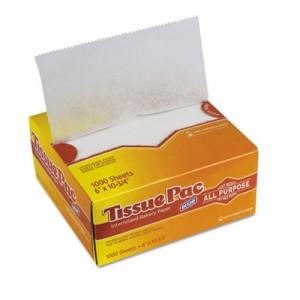 Tissue-Pac Lightweight Dry Waxed Interfolding Tissue, 6x10-3/4, White, 1000